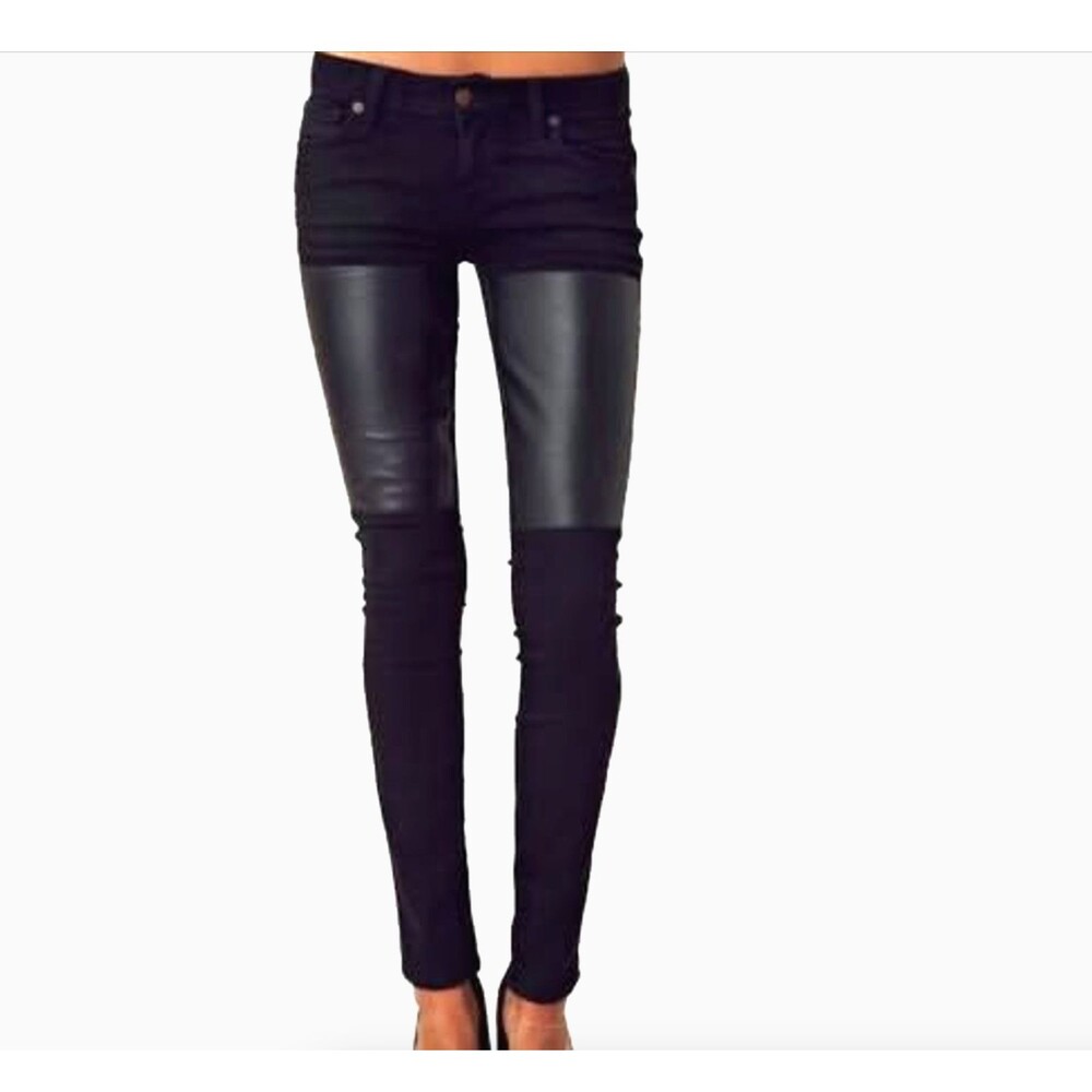 Textile Elizabeth and James Jett S 26 Black Leather Panel Skinny Denim Jeans Leg